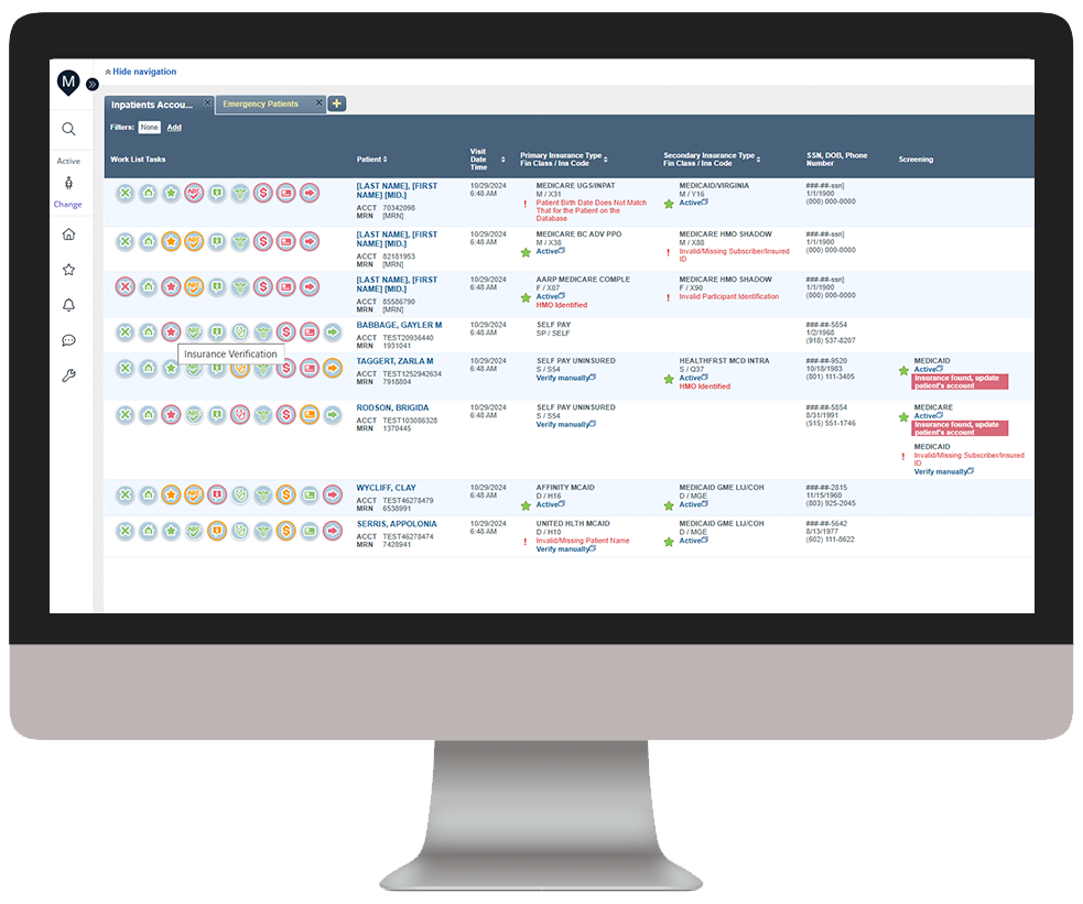 Patient Access-Reg Worklist-Hotspots